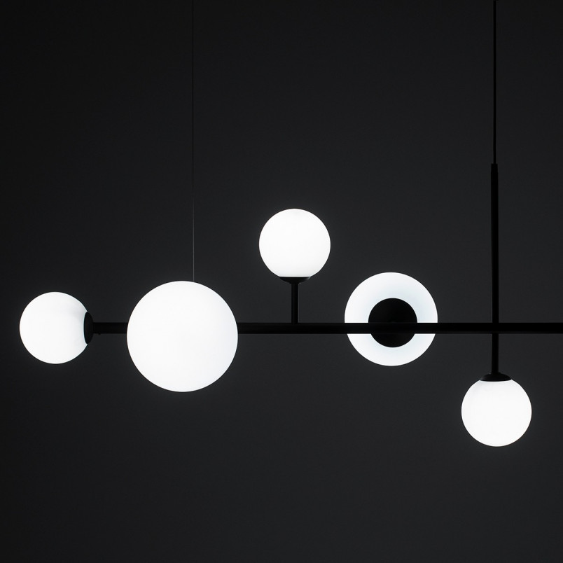 Lampa wisząca szklane kule Dione 130 biało-czarna marki Aldex