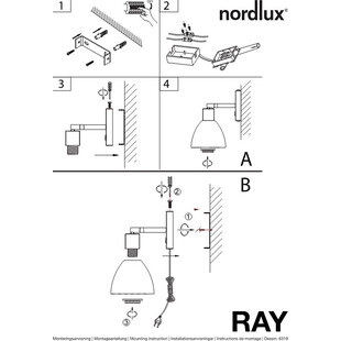 Kinkiet z włącznikiem i kablem Ray Czarny marki Nordlux