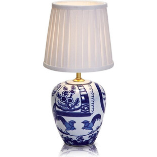 Lampa stołowa ceramiczna z abażurem Goteborg 17 Niebieska/Biała marki Markslojd