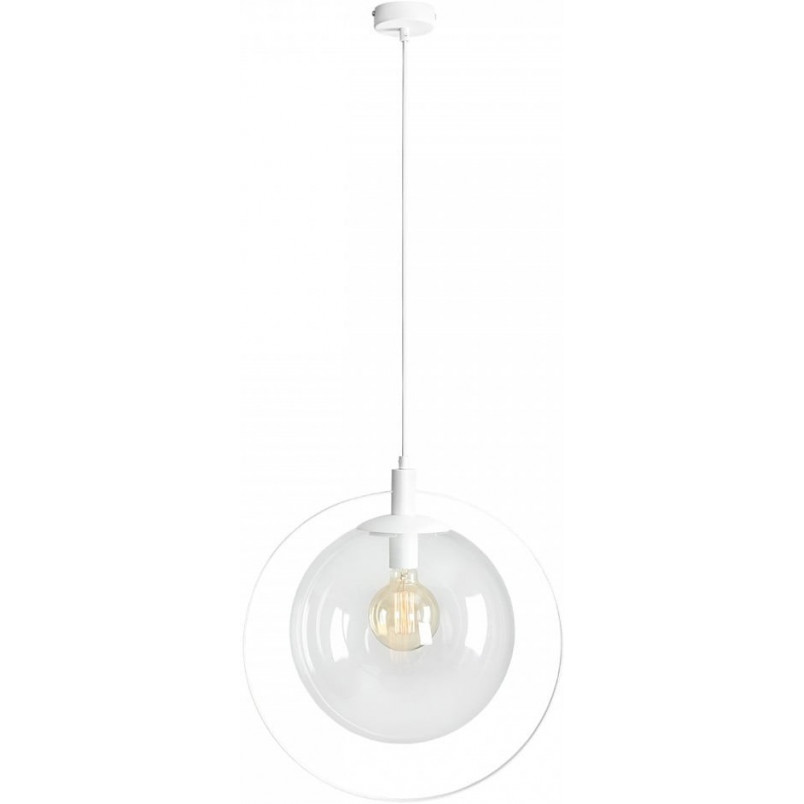 Lampa wisząca szklana kula Aura 42 przezroczysto-biała marki Aldex
