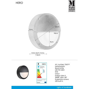 Kinkiet zewnętrzny okrągły Hero LED Czarny marki Markslojd
