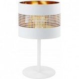Lampa stołowa glamour z abażurem Tago biało-złota marki TK Lighting