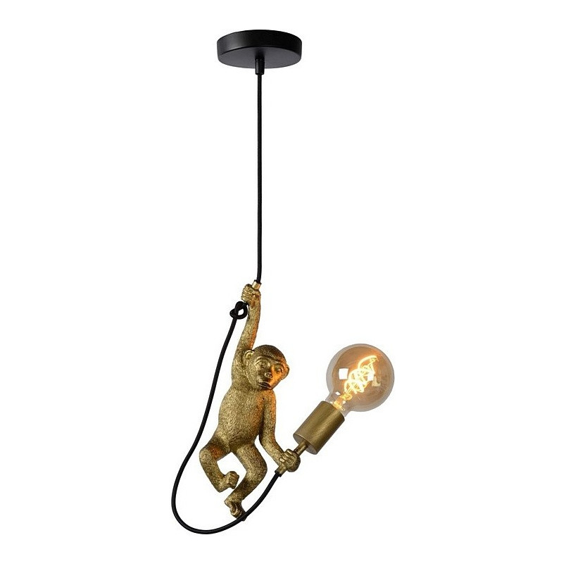 Lampa wisząca "żarówka na kablu" Chimp mosiężna marki Lucide