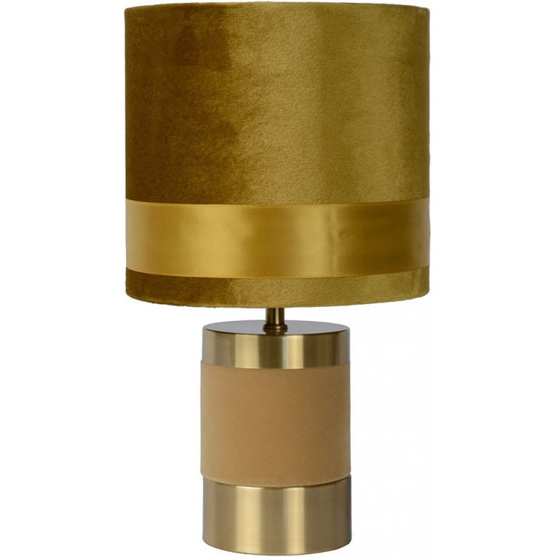 Lampa stołowa welurowa glamour Frizzle żółta marki Lucide
