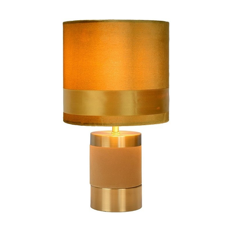 Lampa stołowa welurowa glamour Frizzle żółta marki Lucide