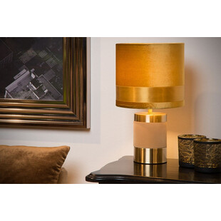 Lampa stołowa welurowa glamour Frizzle żółta marki Lucide