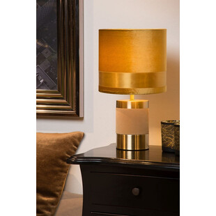 Lampa stołowa welurowa glamour Frizzle żółta marki Lucide