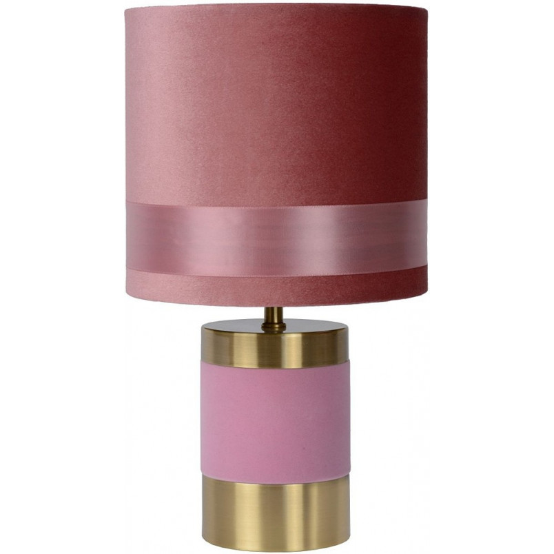Lampa stołowa welurowa glamour Frizzle różowa marki Lucide