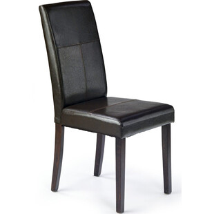 Krzesło z ekoskóry na drewnianych nogach KERRY BIS wenge/brąz marki Halmar