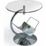 Szklany stolik boczny z gazetnikiem ALMA 45 chrom/przezroczysty marki Halmar
