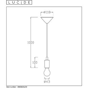 Lampa wisząca "żarówka" na kablu Fix Czarna marki Lucide