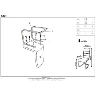 Krzesło nowoczesne z ekoskóry na płozie K104 czarny/biały marki Halmar