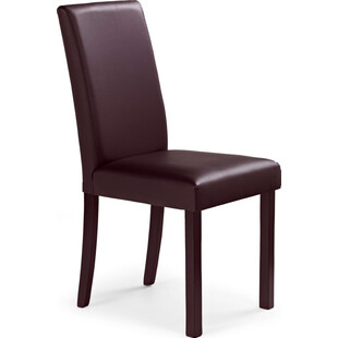 Krzesło z ekoskóry na drewnianych nogach NIKKO ciemno brązowe marki Halmar