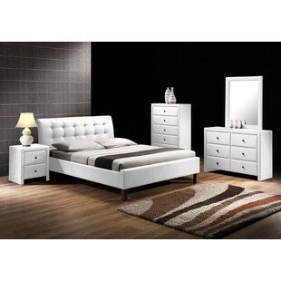 Łóżko pikowane z ekskóry SAMARA 160 białe marki Halmar