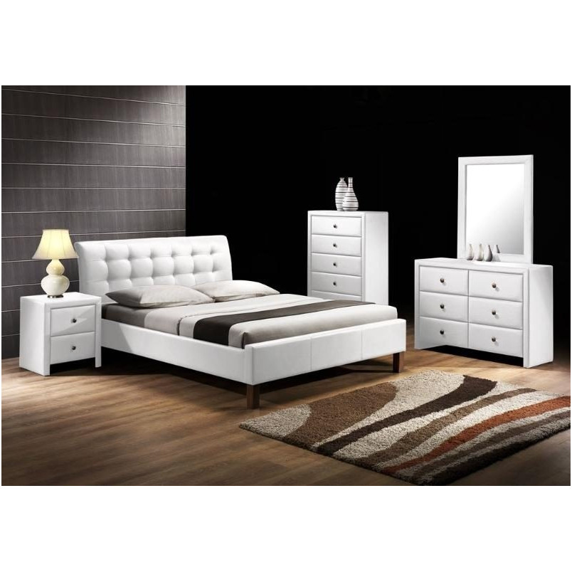 Łóżko pikowane z ekskóry SAMARA 160 białe marki Halmar