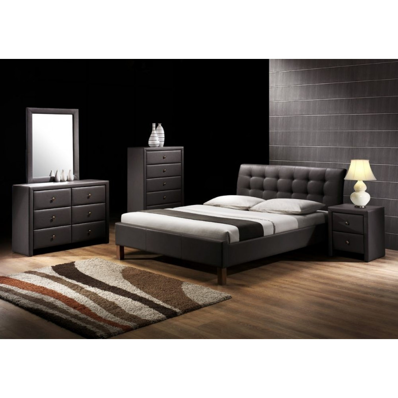 Łóżko pikowane z ekoskóry SAMARA 160 czarne marki Halmar