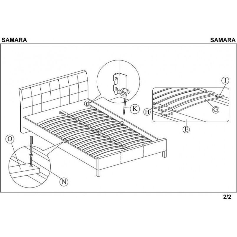 Łóżko pikowane z ekoskóry SAMARA 160 czarne marki Halmar
