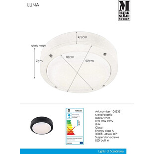 Plafon zewnętrzny okrągły Luna LED 22 Czarny marki Markslojd
