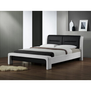 Łóżko z ekoskóry CASSANDRA 160 biało-czarny marki Halmar