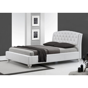 Łóżko pikowane z ekoskóry SOFIA 160 białe marki Halmar