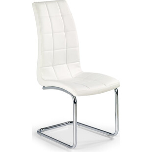 Krzesło pikowane z ekoskóry na płozie K147 białe marki Halmar