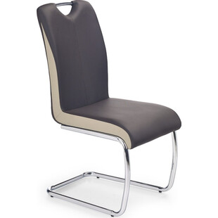 Krzesło nowoczesne z ekoskóry na płozie K184 brąz/champagne marki Halmar