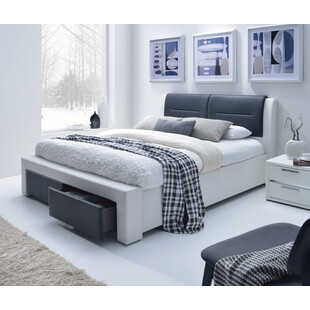 Łóżko tapicerowane z szufladami CASSANDRA 160 czarno-biały marki Halmar