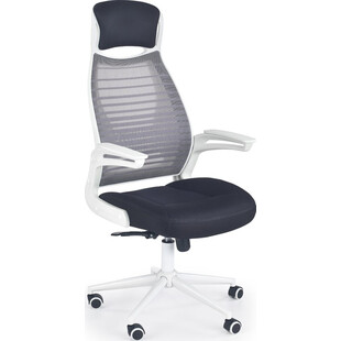 Fotel biurowy z zagłówkiem FRANKLIN czarny/popiel/biały marki Halmar