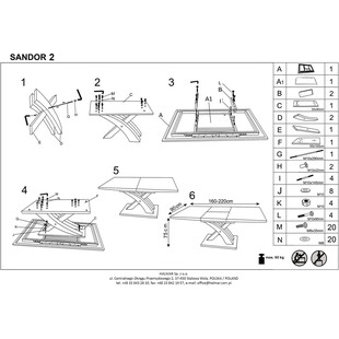 Stół rozkładany szklany SANDOR II 160x80 popiel/biały marki Halmar