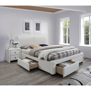 Łóżko z eksoskóry MODENA II białe marki Halmar