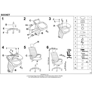 Fotel biurkowy z zagłówkiem SOCKET biało-czarny marki Halmar