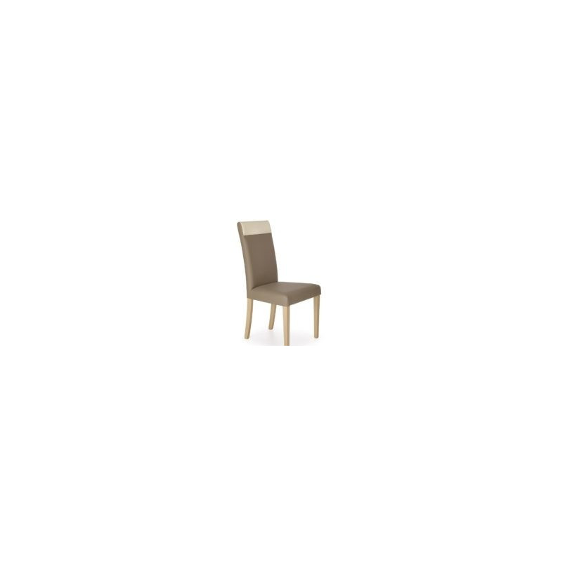 Krzesło z ekoskóry na drewnianych nogach NORBERT beż/dąb sonoma marki Halmar