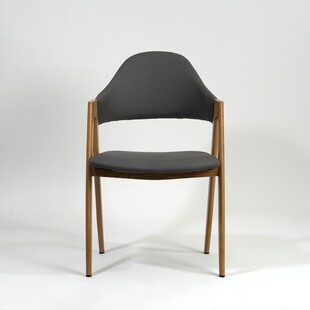 Krzesło z ekoskóry z podłokietnikami K247 popiel/dąb miodowy marki Halmar