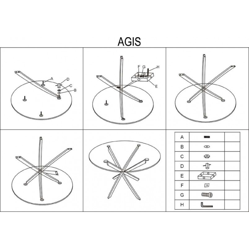 Stół szklany okrągły Agis 90 przezroczysty/chrom marki Signal