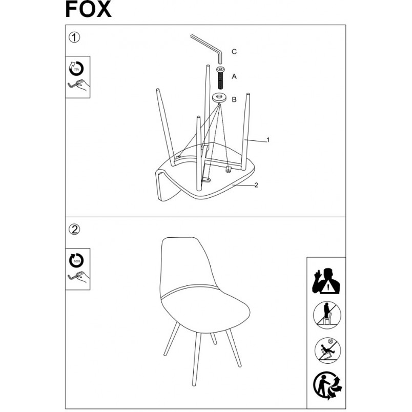 Krzesło tapicerowane skandynawskie Fox szary/dąb marki Signal