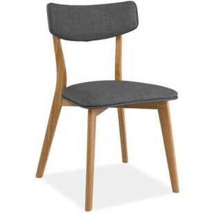 Krzesło drewniane tapicerowane Karl szary/dąb marki Signal