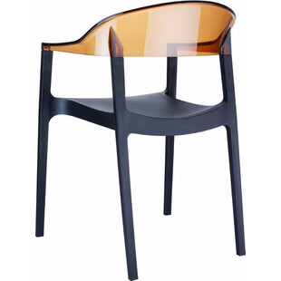 Krzesło z podłokietnikami CARMEN czarne/bursztynowe przezroczyste