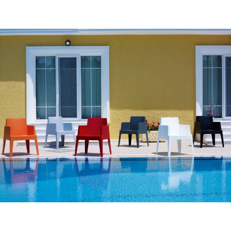 Krzesło ogrodowe z podłokietnikami Box ciemnoszare marki Siesta