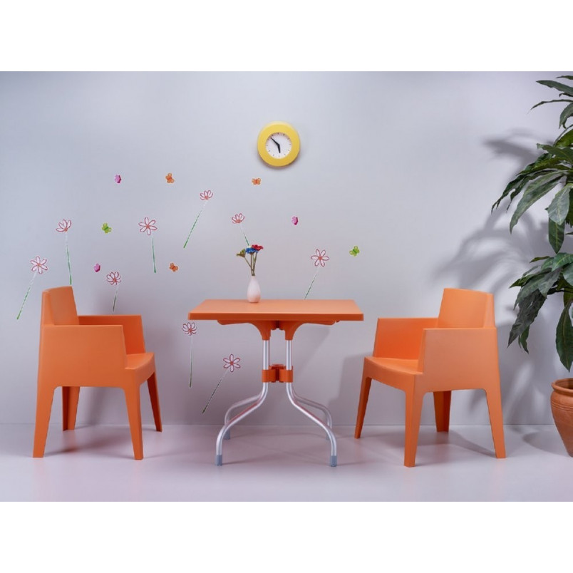 Krzesło ogrodowe z podłokietnikami Box pomarańczowe marki Siesta