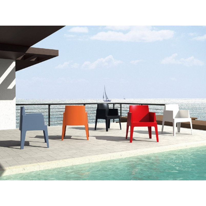 Krzesło ogrodowe z podłokietnikami Box pomarańczowe marki Siesta