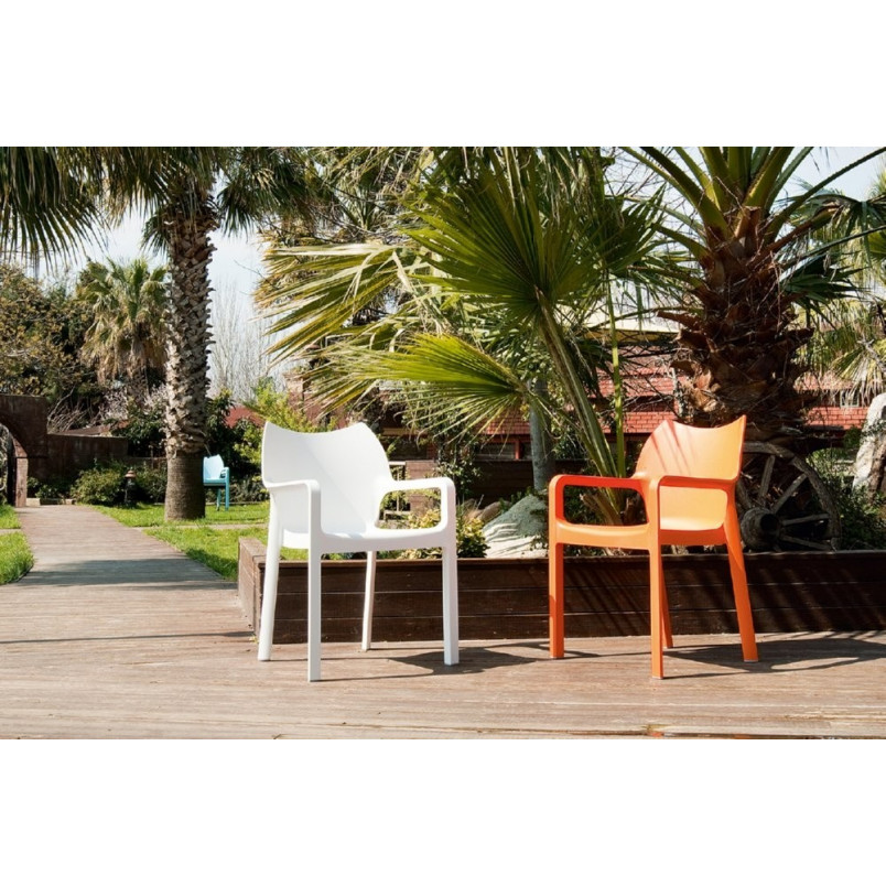 Krzesło ogrodowe z podłokietnikami DIVA białe marki Siesta