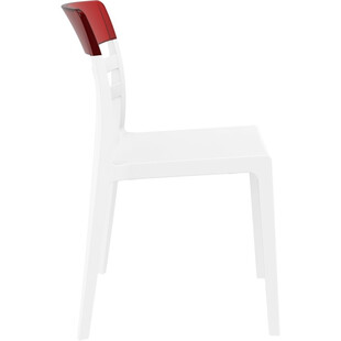 Krzesło z tworzywa MOON białe/czerwone przezroczyste marki Siesta
