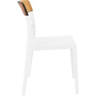 Krzesło z tworzywa MOON białe/bursztynowe przezroczyste marki Siesta