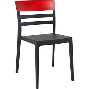 Krzesło z tworzywa MOON czarne/czerwone przezroczyste marki Siesta