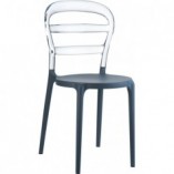 Krzesło z tworzywa MISS BIBI ciemnoszare/przezroczyste marki Siesta