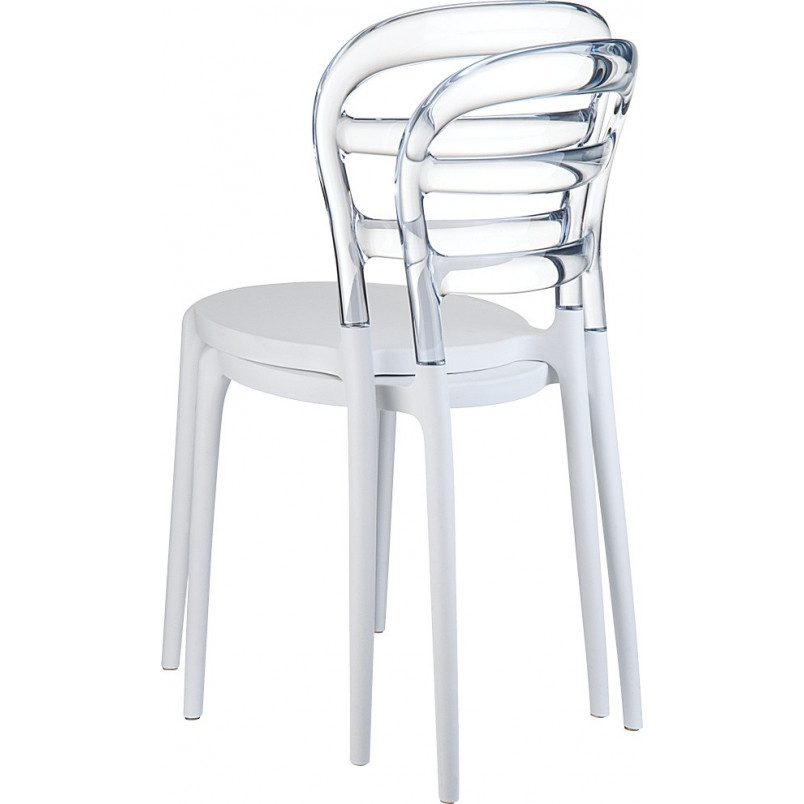 Krzesło z tworzywa MISS BIBI białe/przezroczyste marki Siesta