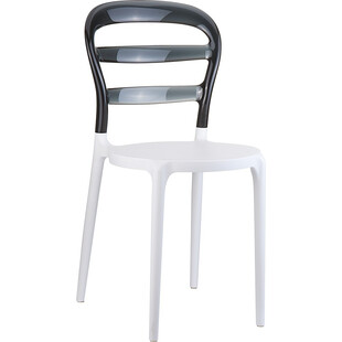 Krzesło z tworzywa MISS BIBI białe/czarne przezroczyste marki Siesta