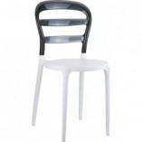 Krzesło z tworzywa MISS BIBI białe/czarne przezroczyste marki Siesta