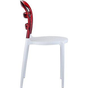 Krzesło z tworzywa MISS BIBI białe/czerwone przezroczyste marki Siesta
