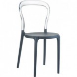 Krzesło z tworzywa MR BOBO ciemnoszare/przezroczyste marki Siesta